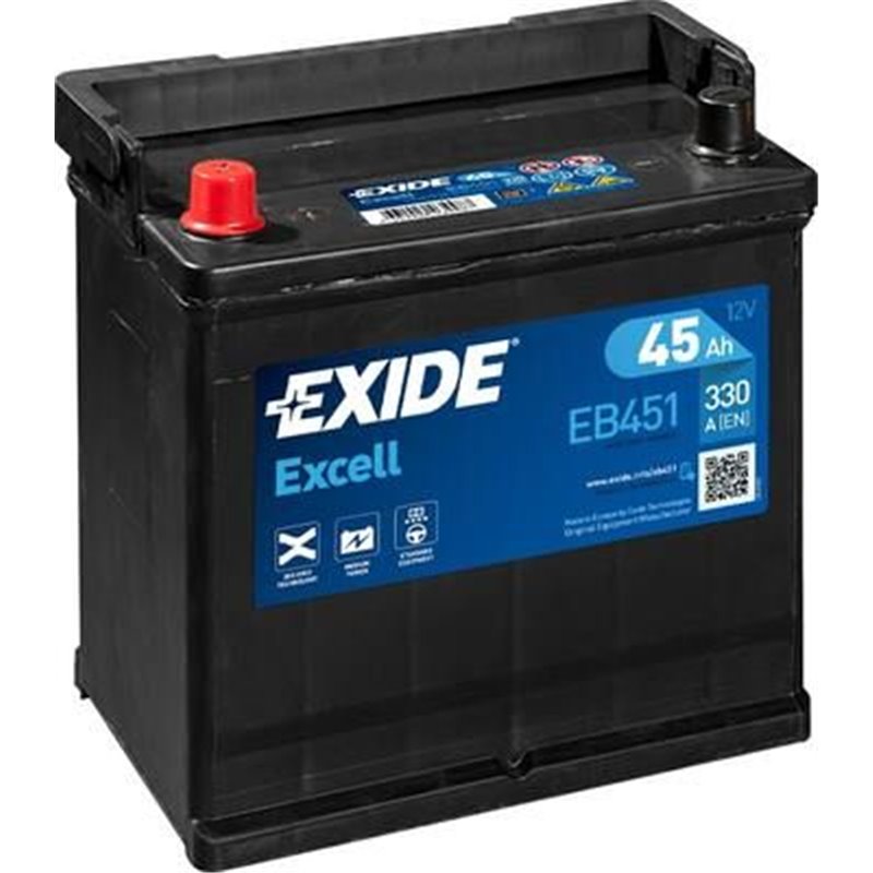 Exide štartovacia batéria Excell 12V 45Ah 330A EB451