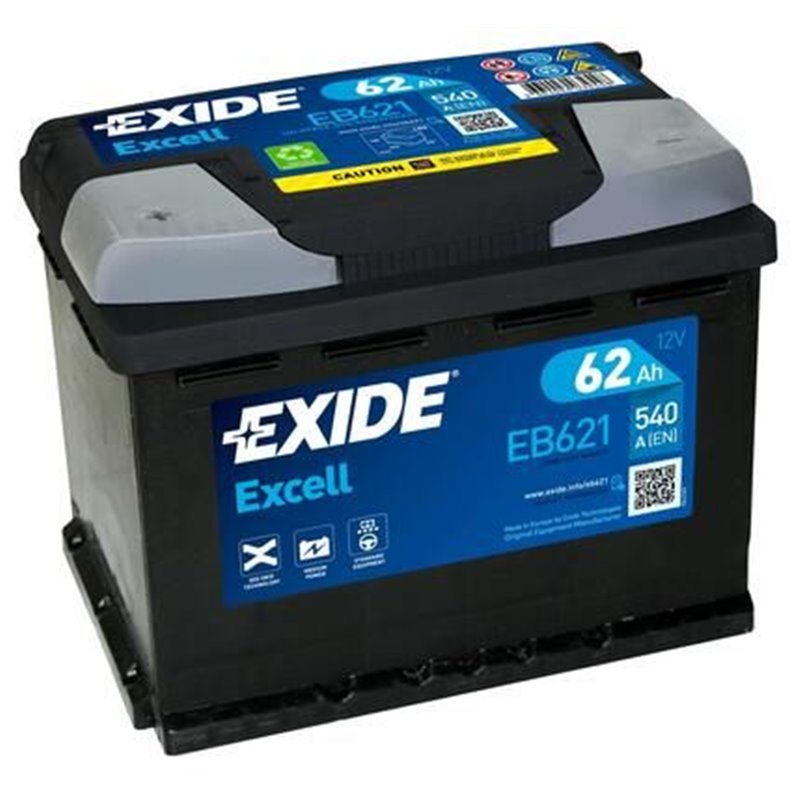 Exide štartovacia batéria Excell 12V 62Ah 540A EB621