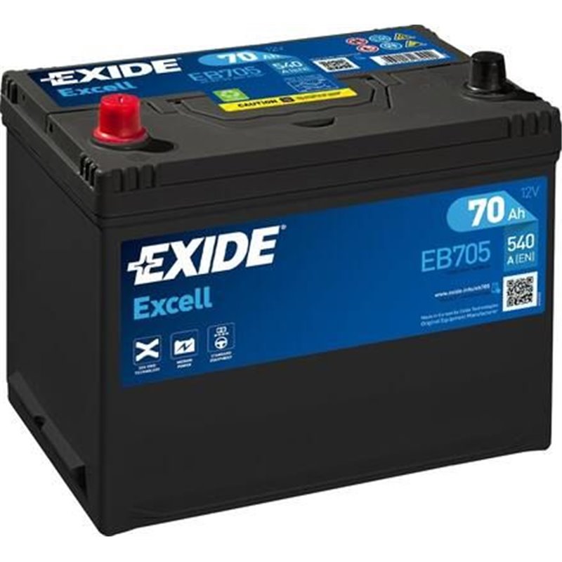 Exide štartovacia batéria Excell 12V 70Ah 540A EB705