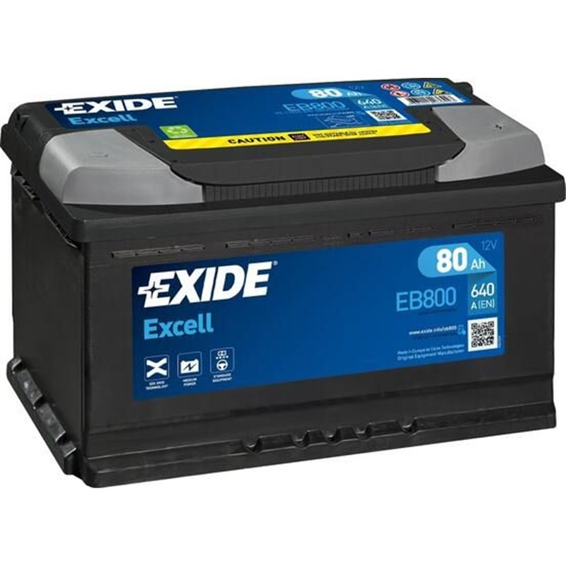 Exide štartovacia batéria Excell 12V 80Ah 640A EB800