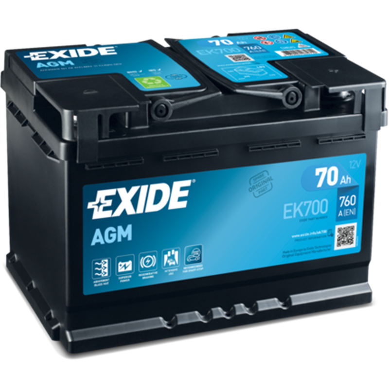 Exide štartovacia batéria AGM 12V 70Ah 760A EK700