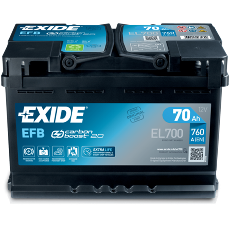 Exide štartovacia batéria Start-Stop EFB 12V 70Ah 760A EL700