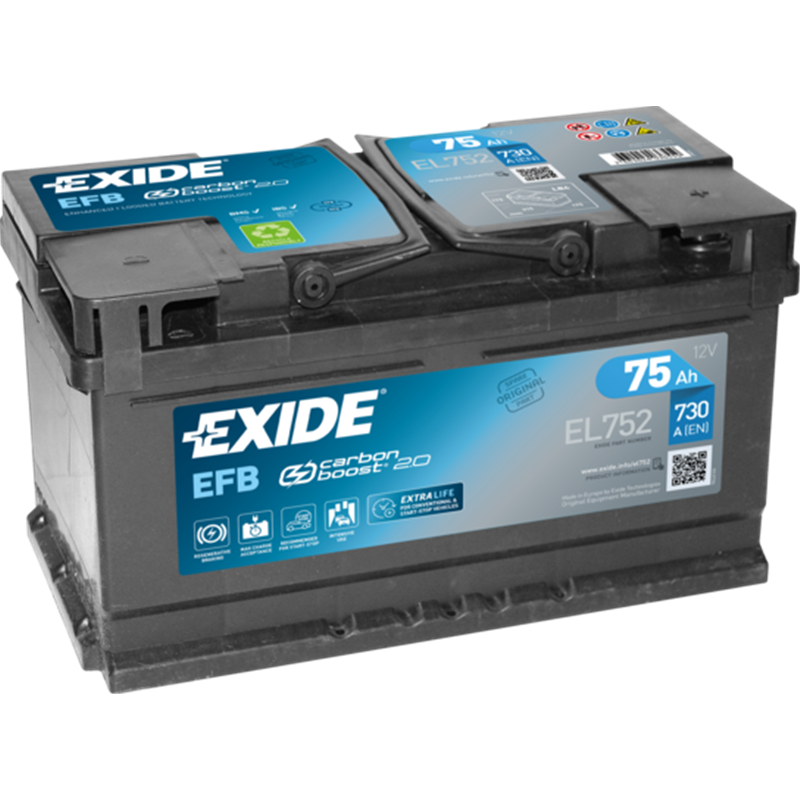 Exide štartovacia batéria Start-Stop EFB 12V 75Ah 730A EL752
