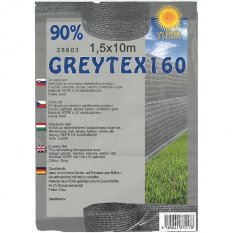 Trebor Sieť tieniaca Greytex 1,8x10m sivá 28604