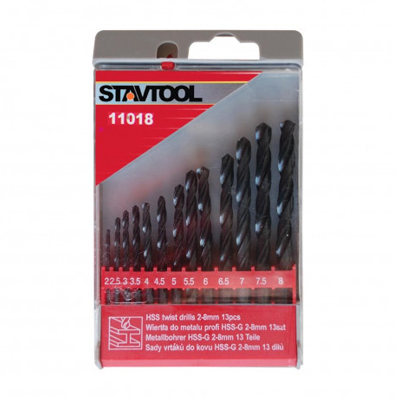 STAVTOOL Vrtáky do kovu čierne sada 13 dielov P11018A