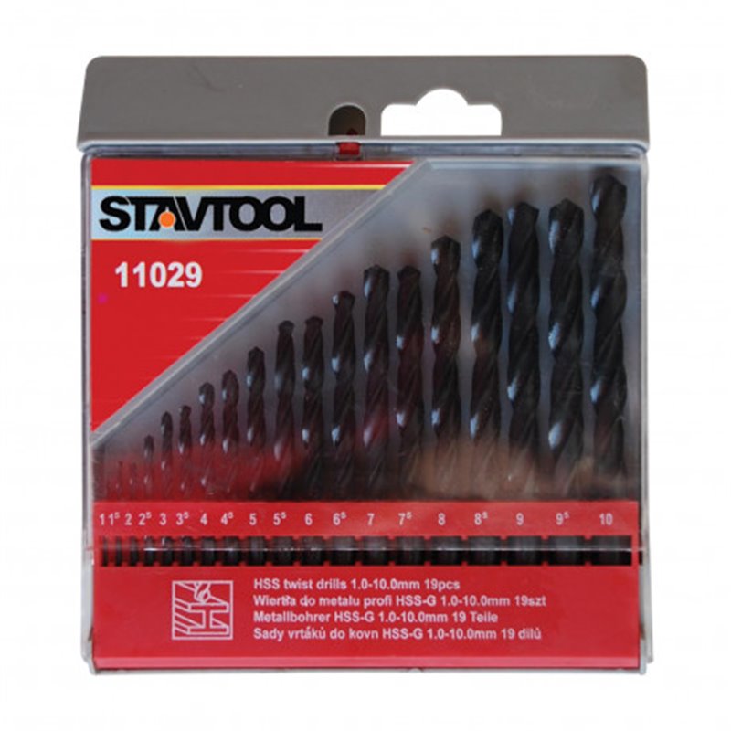 STAVTOOL Vrtáky do kovu čierne sada 19 dielov P11029A