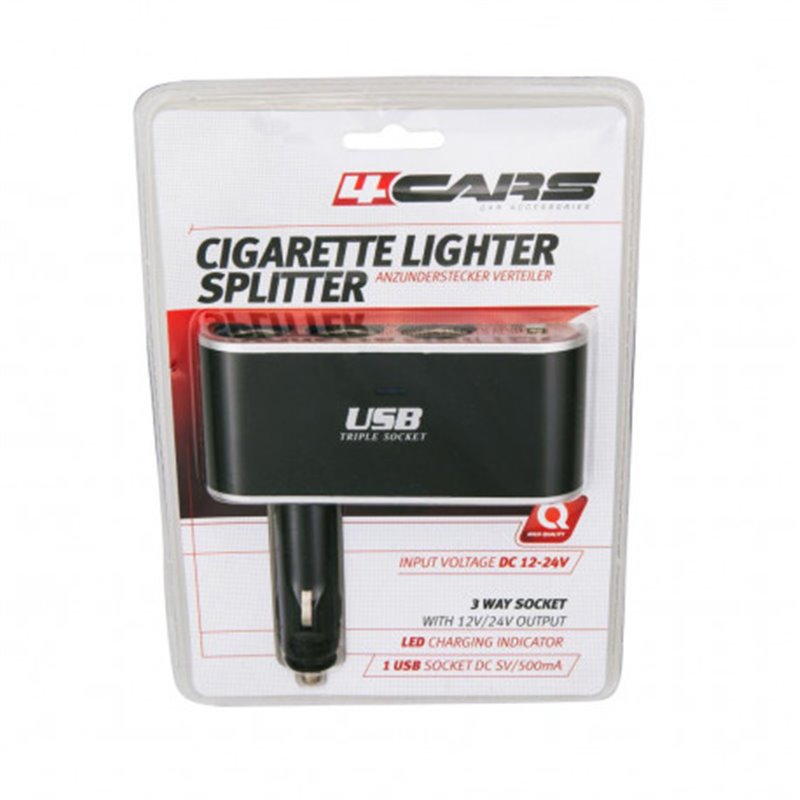 Trebor Roztrojka zapaľovača s USB2 12/24V 94159