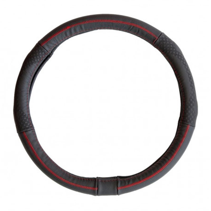 Trebor Poťah volantu kožený 37-39 čierny s červeným obšitím 95026