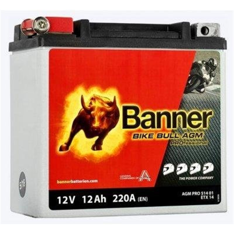 Banner Bike Bull AGM PRO 12Ah motobatéria 12V 220A ETX14 514 01