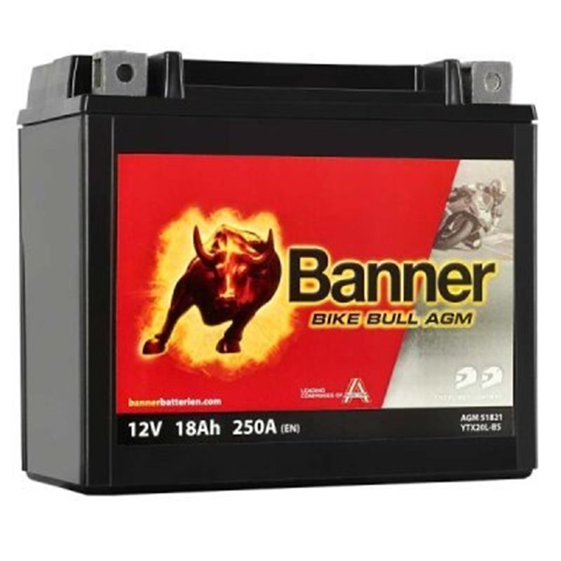 Banner Bike Bull AGM 18Ah motobatéria 12V250A YTX20L-BS 51821