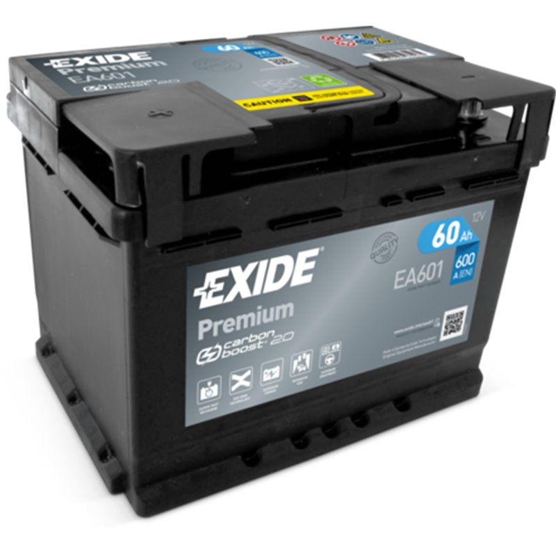 EXIDE Premium 60Ah, autobatéria 12V, 600A, EA601 - Ľavá !!! EA601