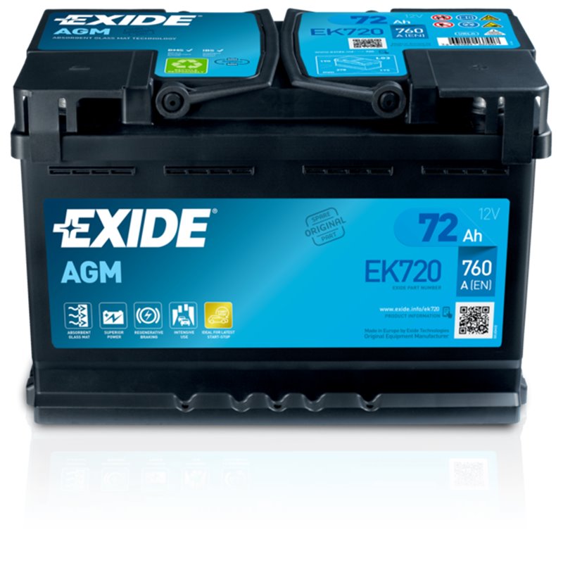 EXIDE AGM 72Ah autobatéria Start-Stop 12V , 760A , EK720