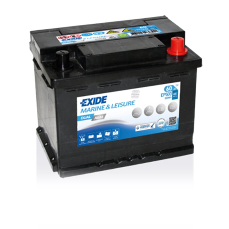 EXIDE DUAL AGM 60Ah, autobatéria 12V, 680A , EP500