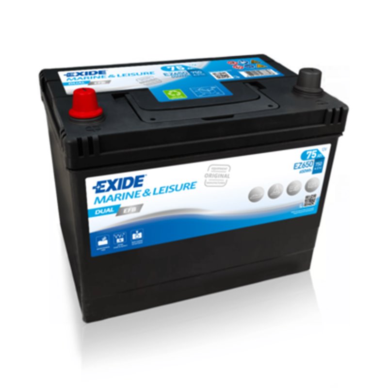 EXIDE batéria DUALEFB 75Ah, 12V, EZ650