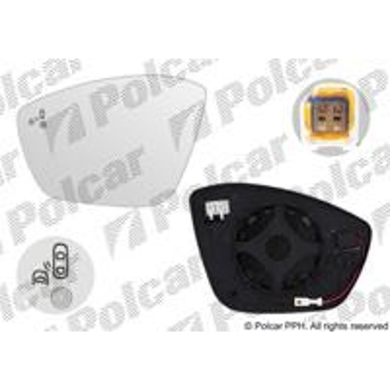 POLCAR Sklo vonkajšieho zrkadla s držiakom 57B1546E