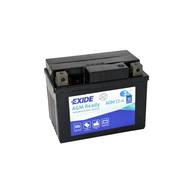 EXIDE motobatéria AGM 12 V, 3Ah, 50A, AGM12-4