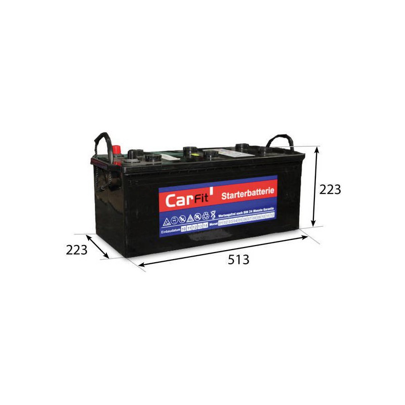 Baterie CARFIT, Napětí: 12 V, Baterie - kapacita: 180 Ah, Test za studena dle EN: 1200 A, Délka: 513 mm