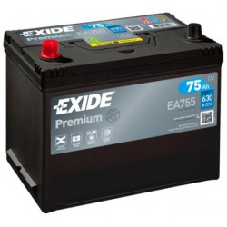 75Ah Autobatéria EXIDE Premium EA755 / 12V / 630A - ĽAVÁ !!!