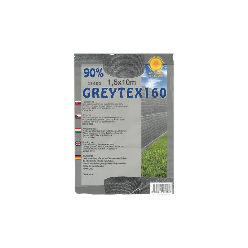 Trebor Sieť tieniaca Greytex 1,5x10m sivá 28603