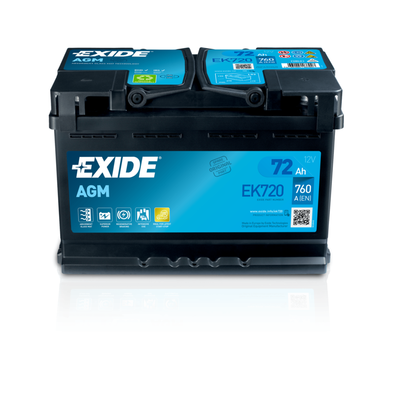 EXIDE AGM 72Ah Autobatéria Start-Stop 12V , 760A , EK720