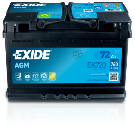 EXIDE AGM 72Ah Autobatéria Start-Stop 12V , 760A , EK720